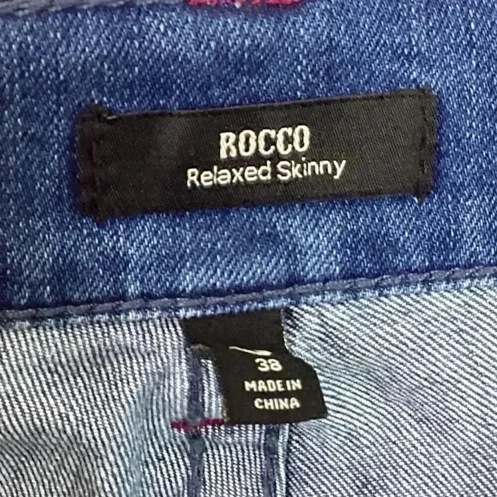 True Religion Rocco Men 38 Relaxed Skinny Jeans Blue Stretch Flap Pockets NEW